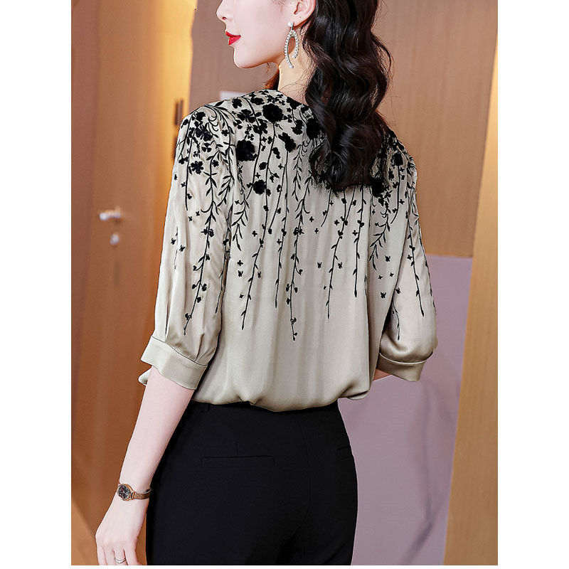 Vintage Elegant Women Silk Sat - Silk Blouse ulasan dan harga