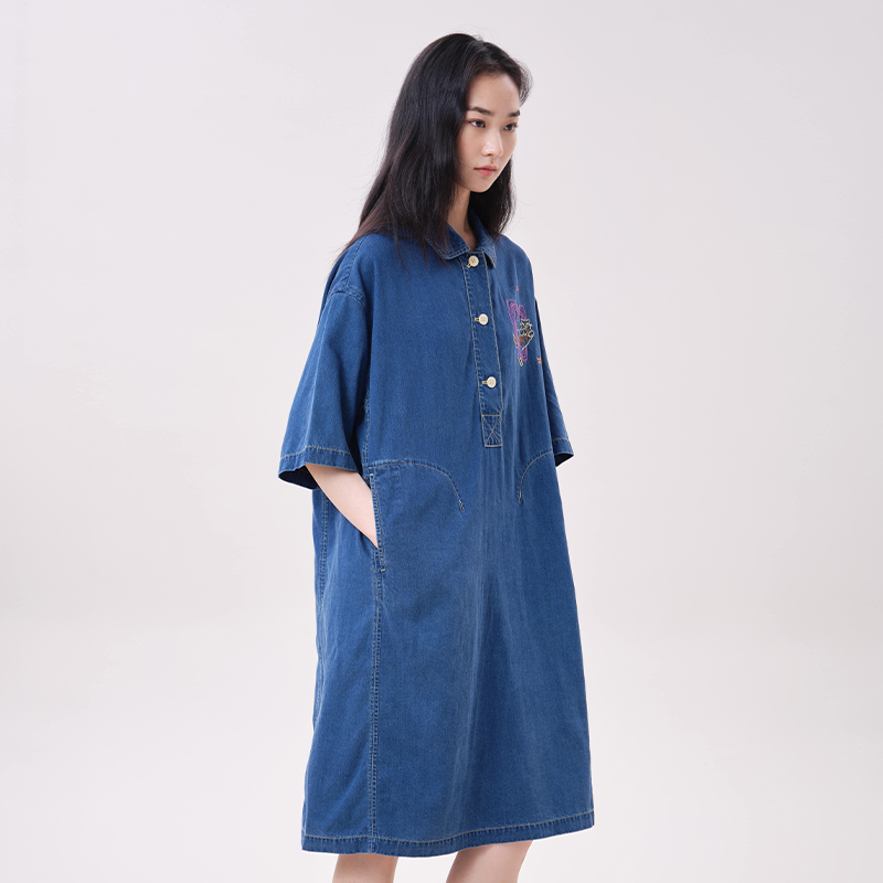 MOVEUP Lyocell Denim Dress Pol - Midi Dress ulasan dan harga