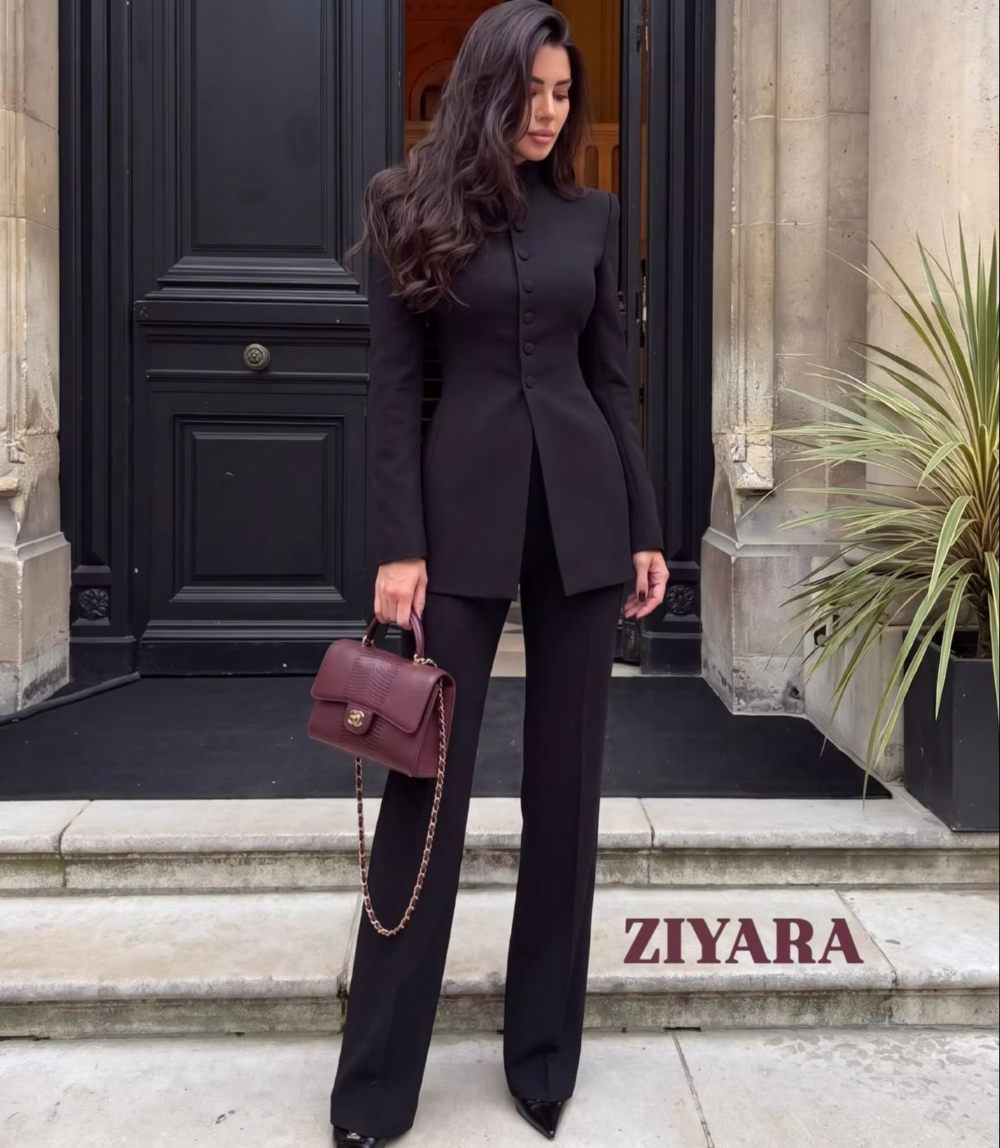 Women 2 Piece Suit Mandarin Co - Womens Blazer ulasan dan harga